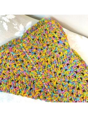 Hand Knit Blanket Table Runner Multicoloured Small
